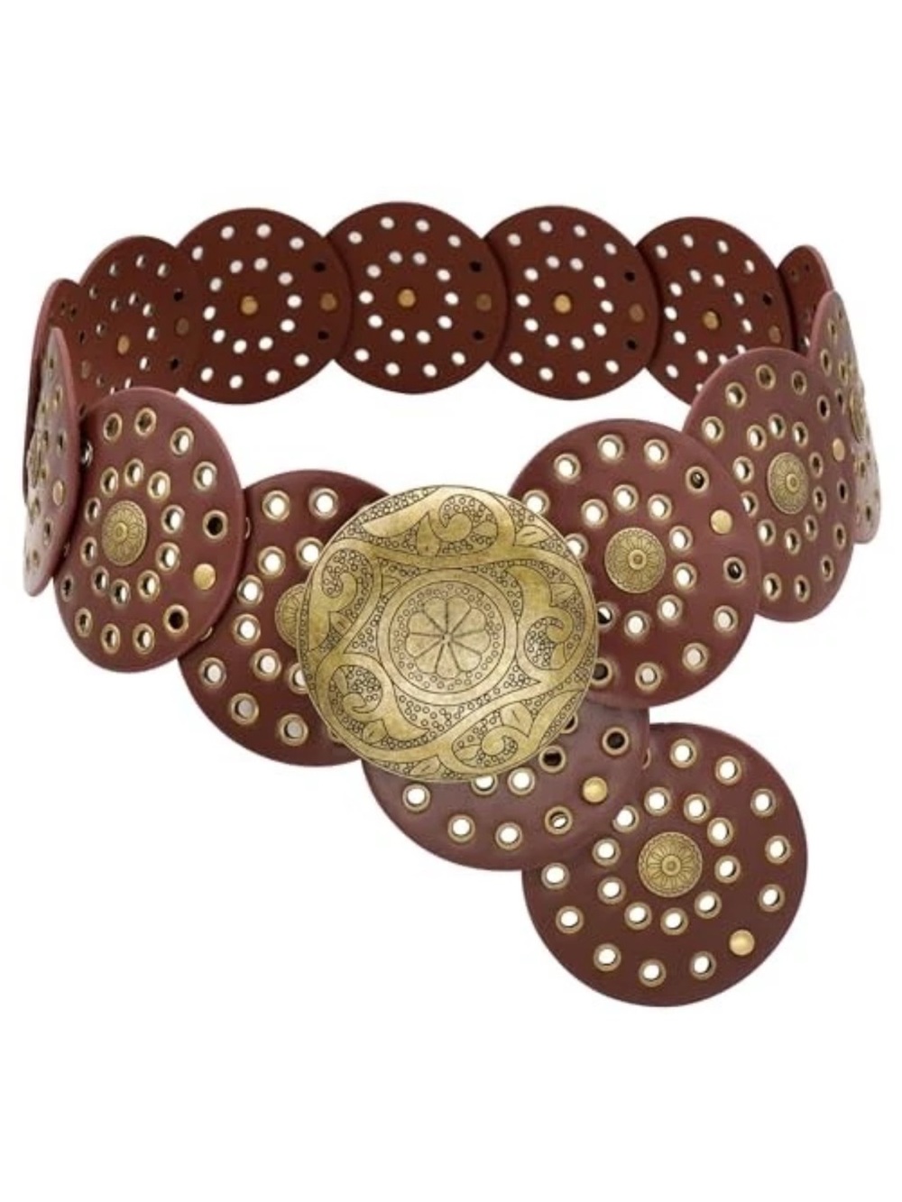 Wide Disc Belt for Women Boho Concho Leather Belts Vintage Western - Picture 2 of 5